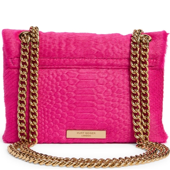 Kurt Geiger Vibrant Pink Shoulder Bag with Gold Chain - Picture 15 of 16